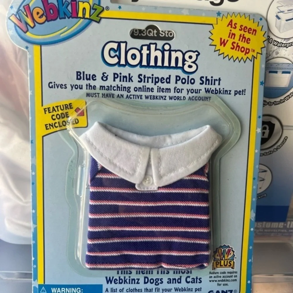 Blue and Pink Striped Polo Shirt for Webkinz